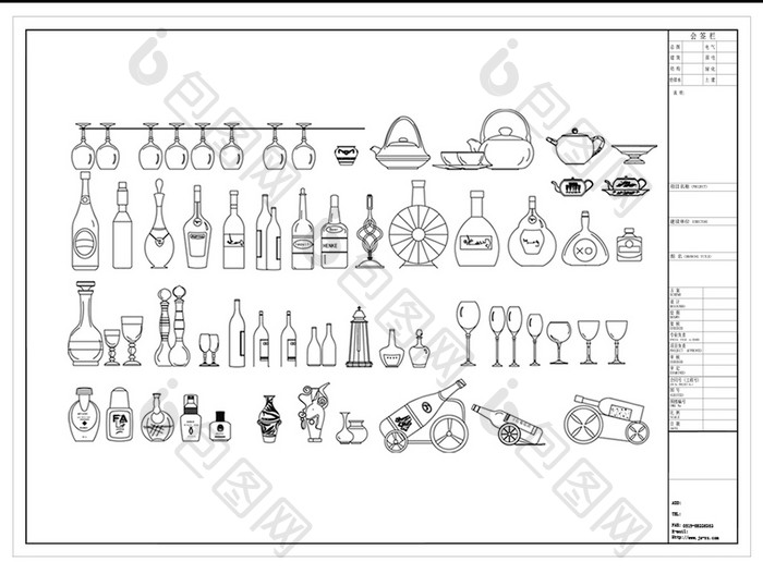 CAD酒水常用图库模板