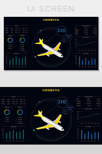 深色3D简约大气航空数据可视化大屏图片