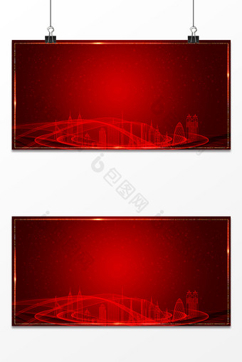 大气红色科技光线商务年会展板海报背景图片
