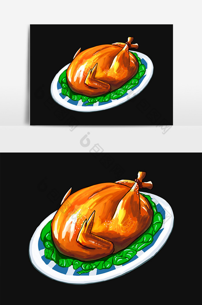 一只美味的烧鸡插画图片图片