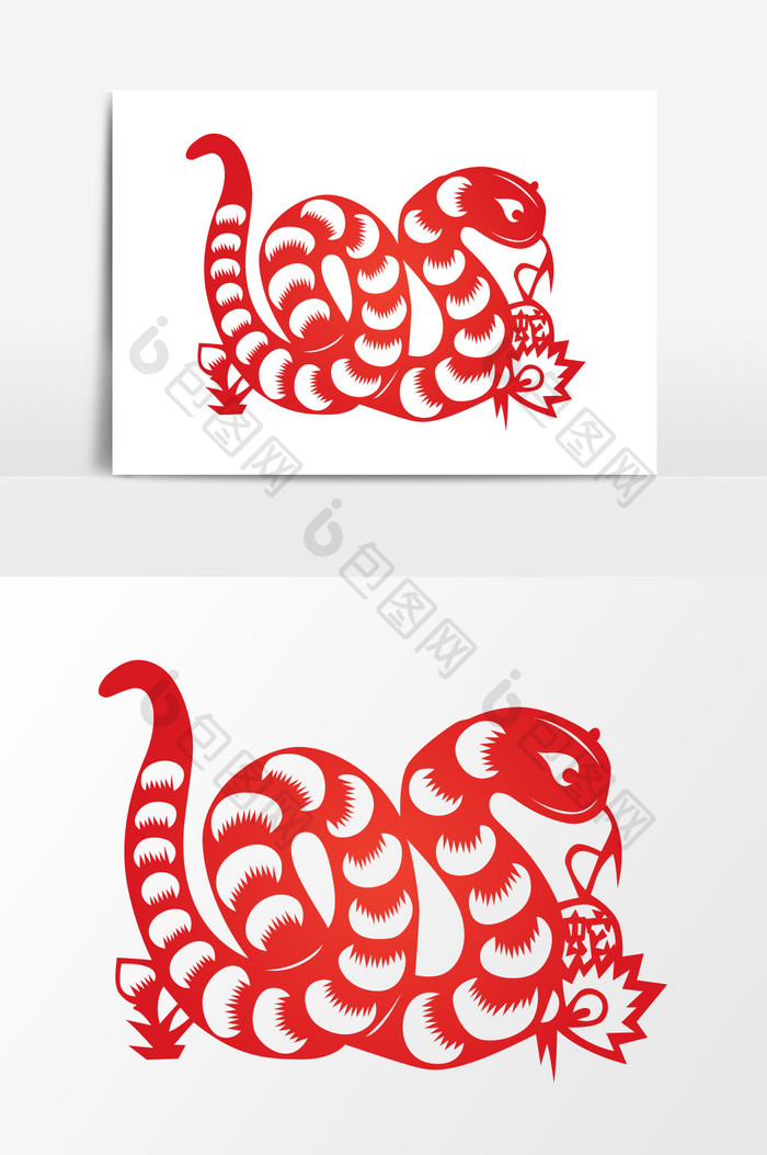 中国风红色蛇设计元素