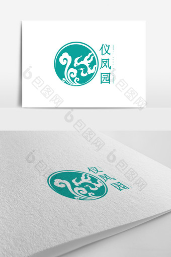 湖水蓝中国风复古酒店民宿logo标志设计图片