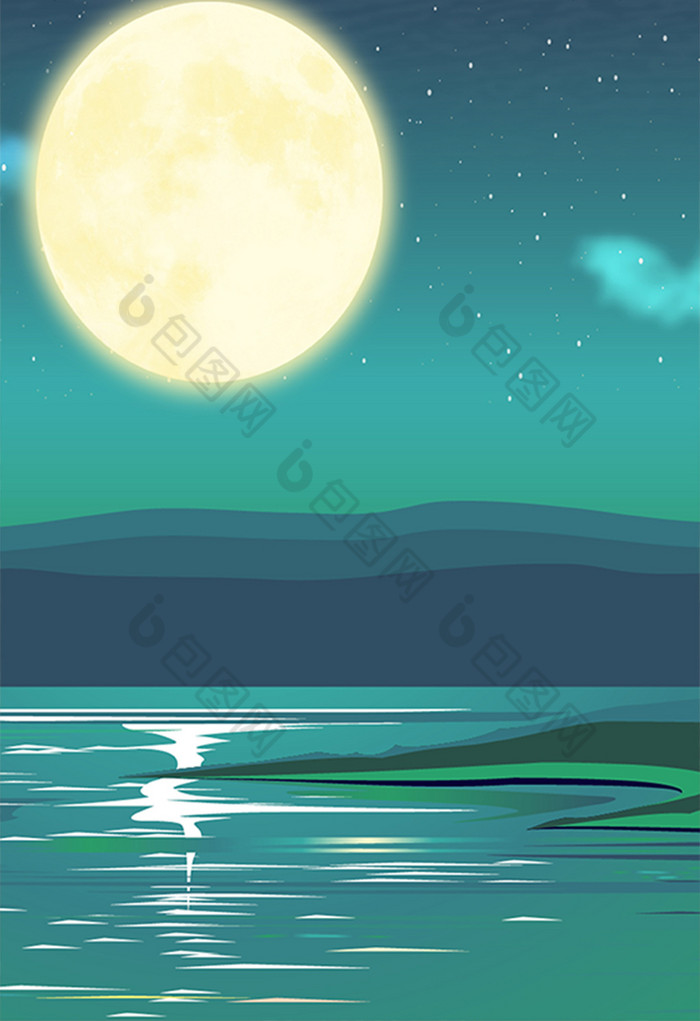 水上明月插画