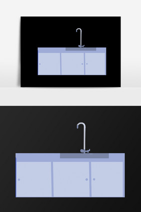 手绘厨房水池插画元素