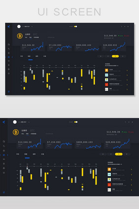 黑色扁区块链数据可视化网页UI界面设计