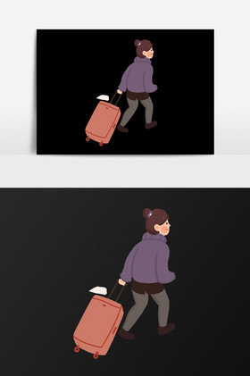 赶火车的人插画