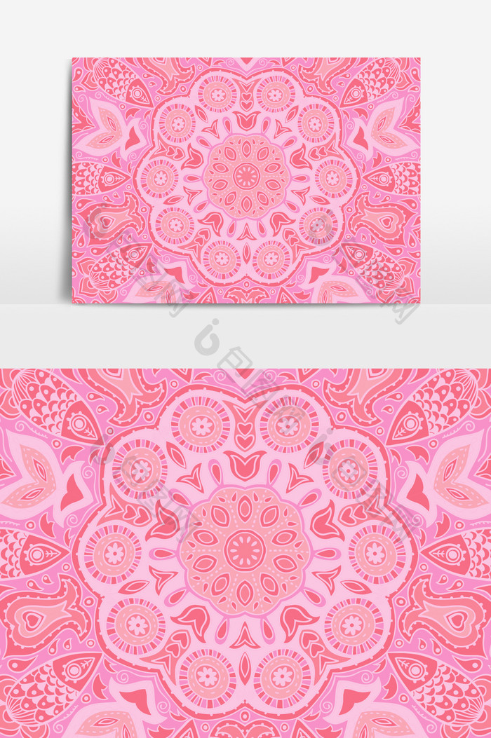 中国风粉色花纹设计元素