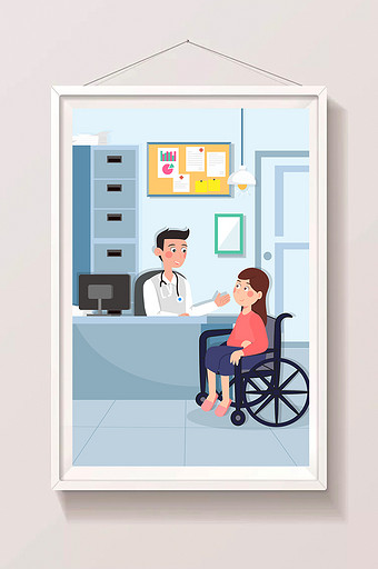 卡通体检医生医疗健康保险看病医院插画图片