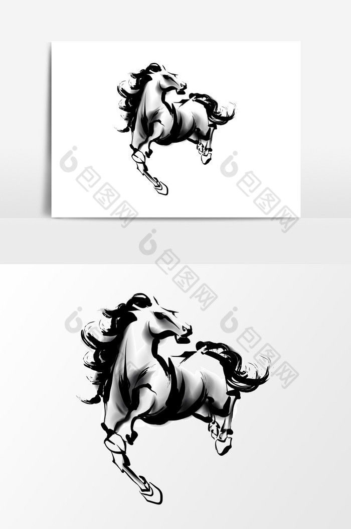 中国风水墨画马图片