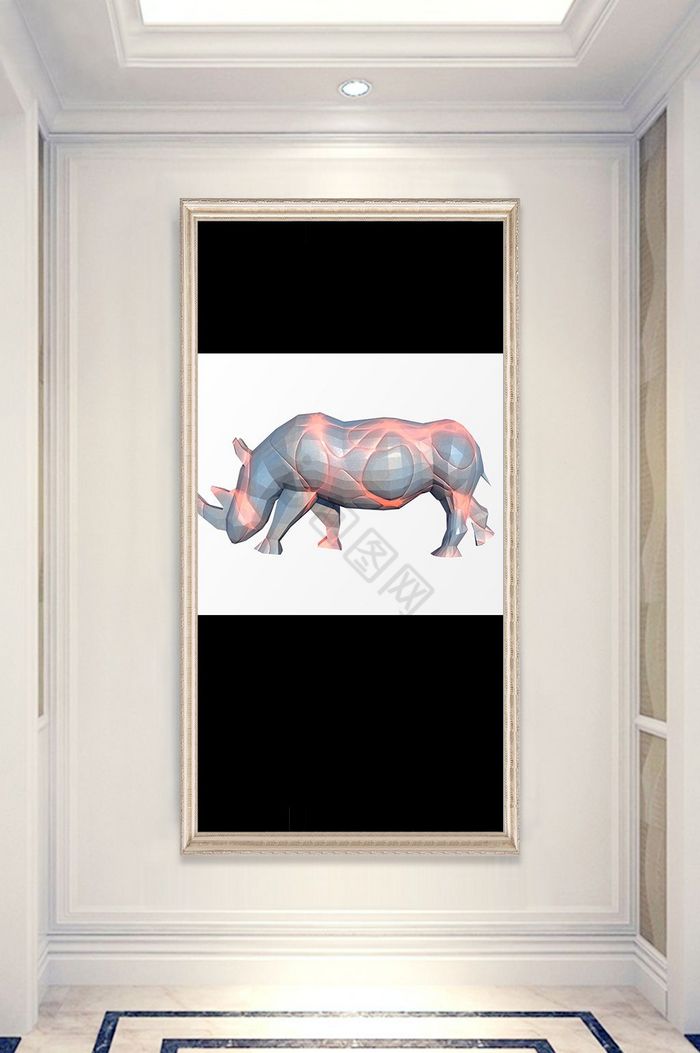 北欧大气文艺风犀牛动物装饰画图片