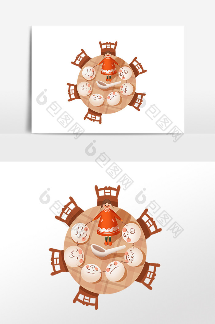 手绘卡通汤圆图片