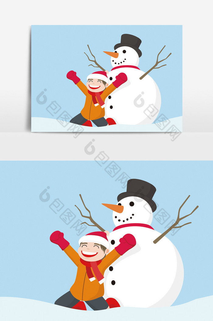 冬天的雪景和雪人图片图片