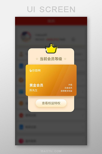 金色会员等级弹窗界面图片