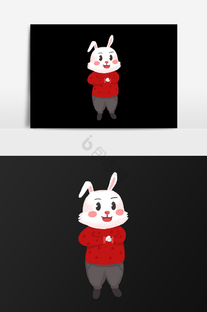 红衣兔子插画图片