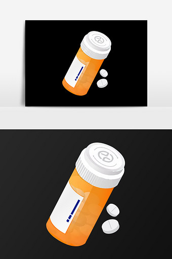 手绘瓶装药插画元素图片