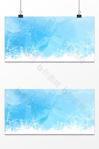 蓝色冰纹渐变雪花冬季圣诞节背景图片