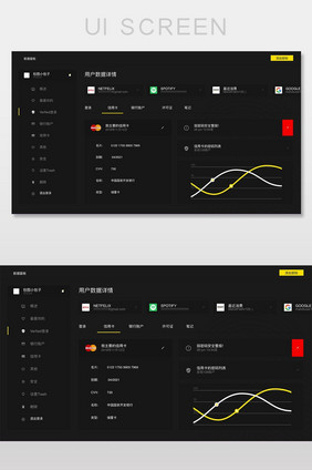 黑色扁平金融网页后台UI界面设计