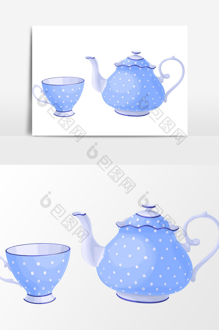 手绘茶壶茶杯设计元素