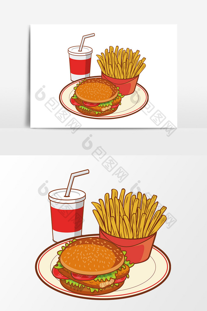卡通汉堡薯条设计元素