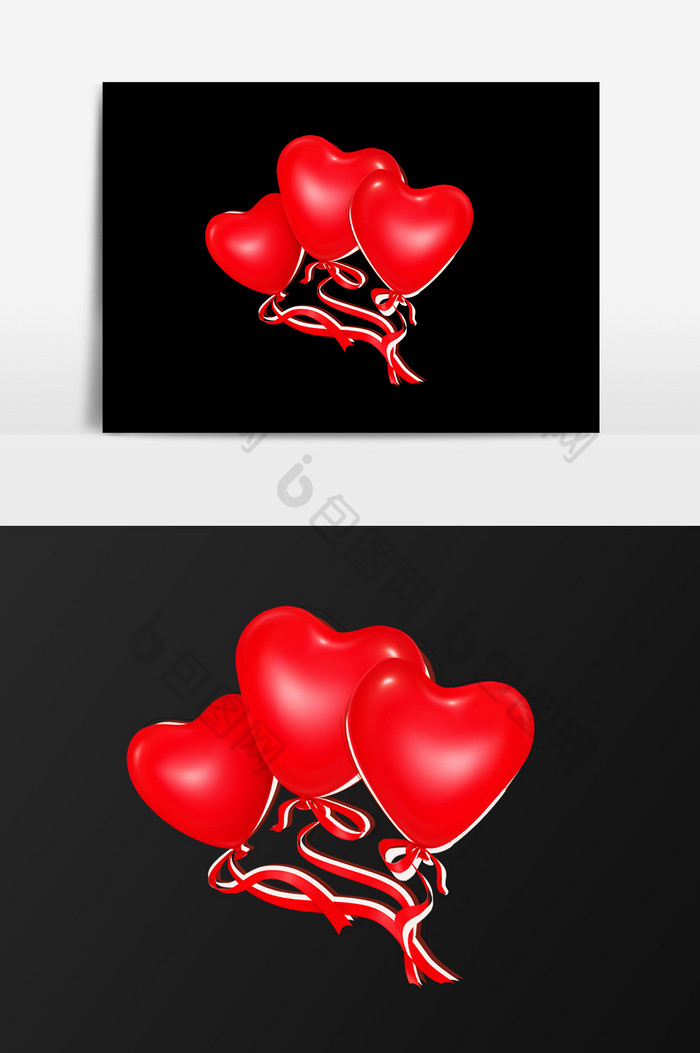 红色心形气球设计元素