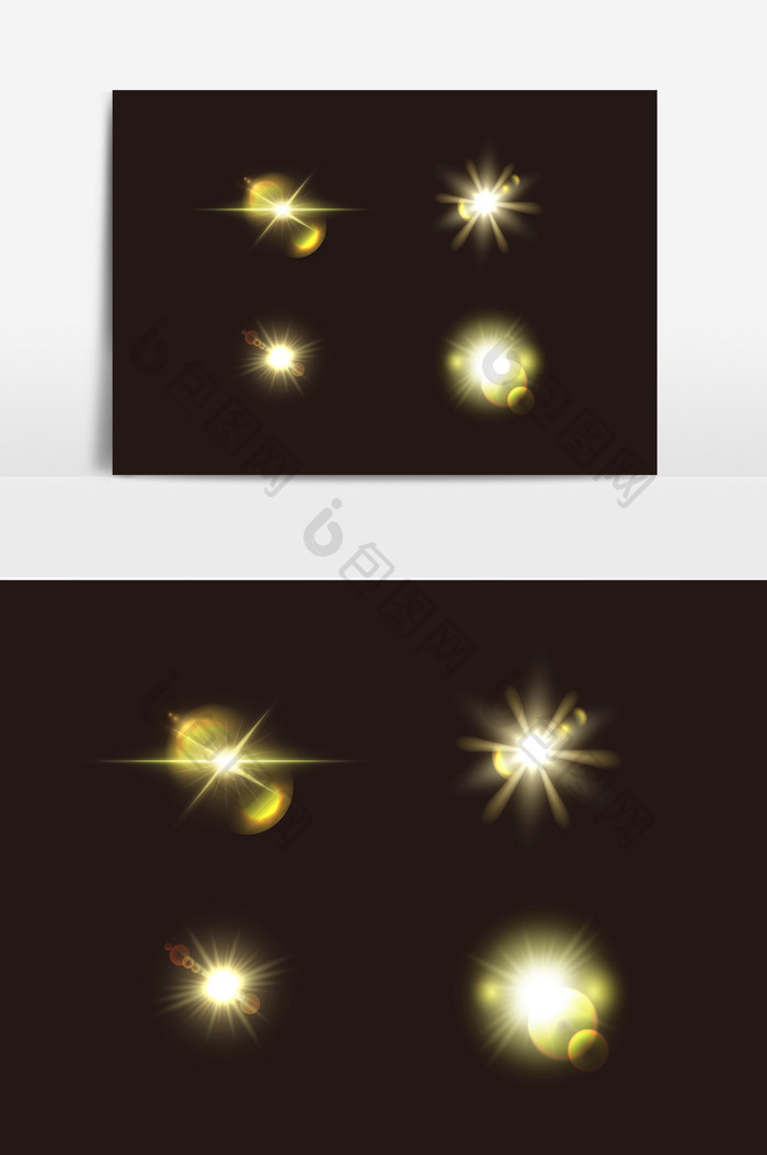 金色光芒光效AI矢量元素