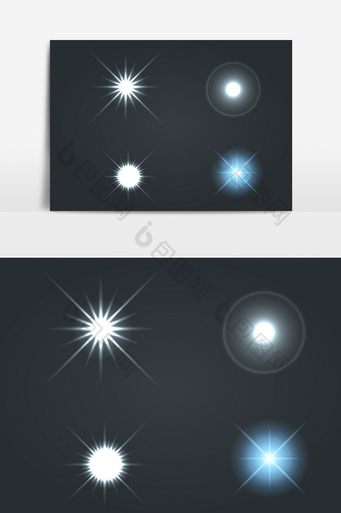 蓝白闪耀星光光芒光效AI矢量元素