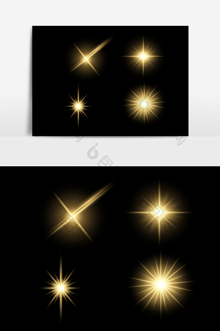 金色闪耀光芒光效矢量元素
