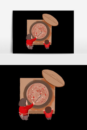 手绘腊八粥元素素材