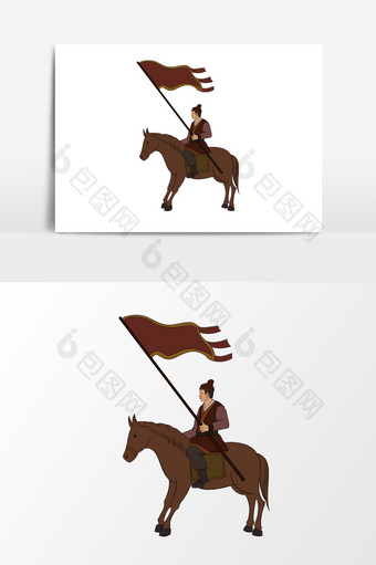 中国古代士兵旗兵形象元素图片