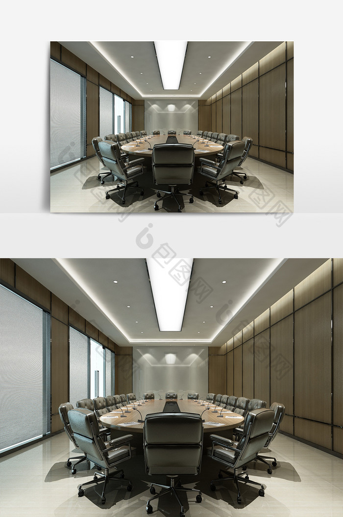 现代风格办公空间庄重大会议室效果图