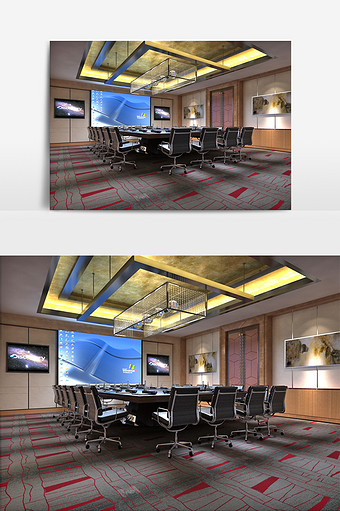 高贵典雅会议室效果图设计图片