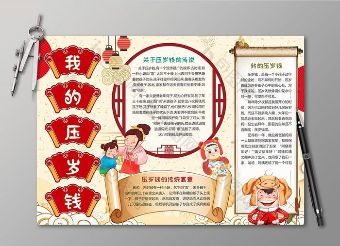 我的壓歲錢小報新年寒假生活讀書手抄小報圖片