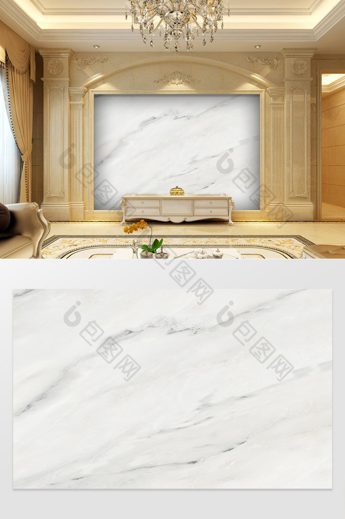 新中式爵士白山水石纹背景墙图片图片