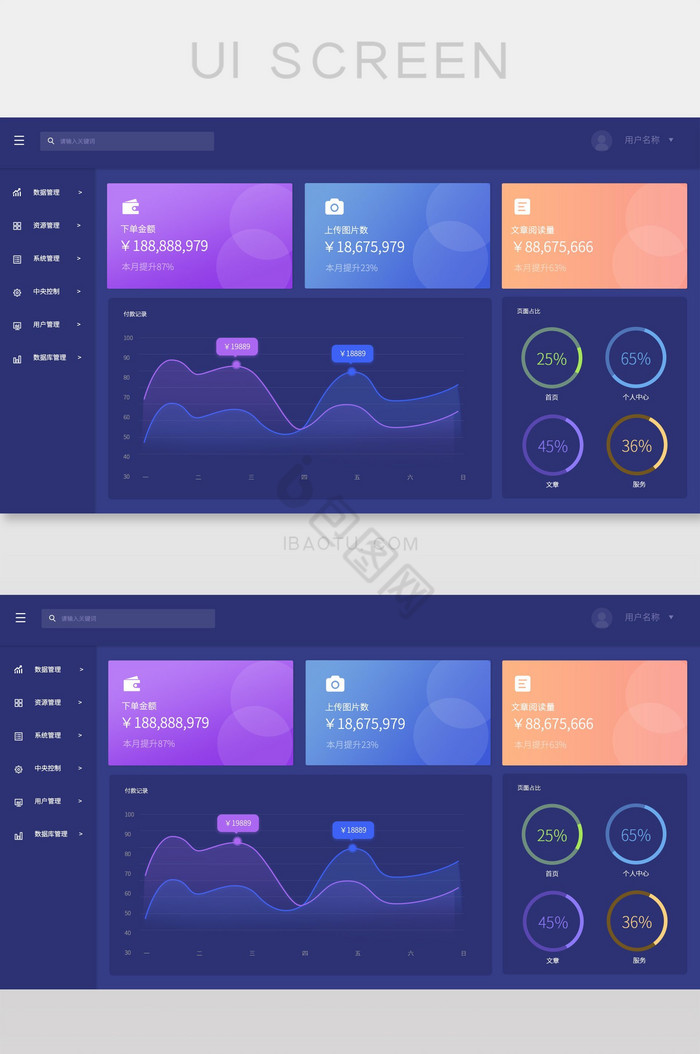 深色数据可视化后台网页ui界面图片