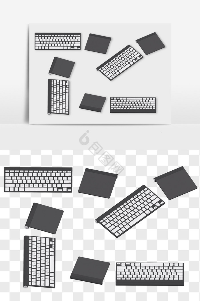 键盘手写板免抠图片组合