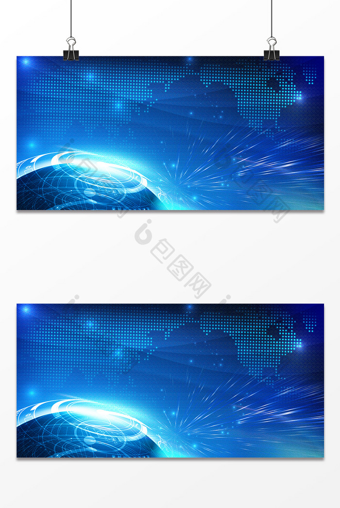 时尚大气蓝色科技光线商务展板海报背景