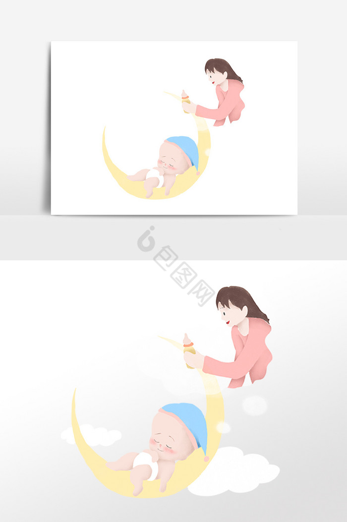婴儿睡觉插画图片