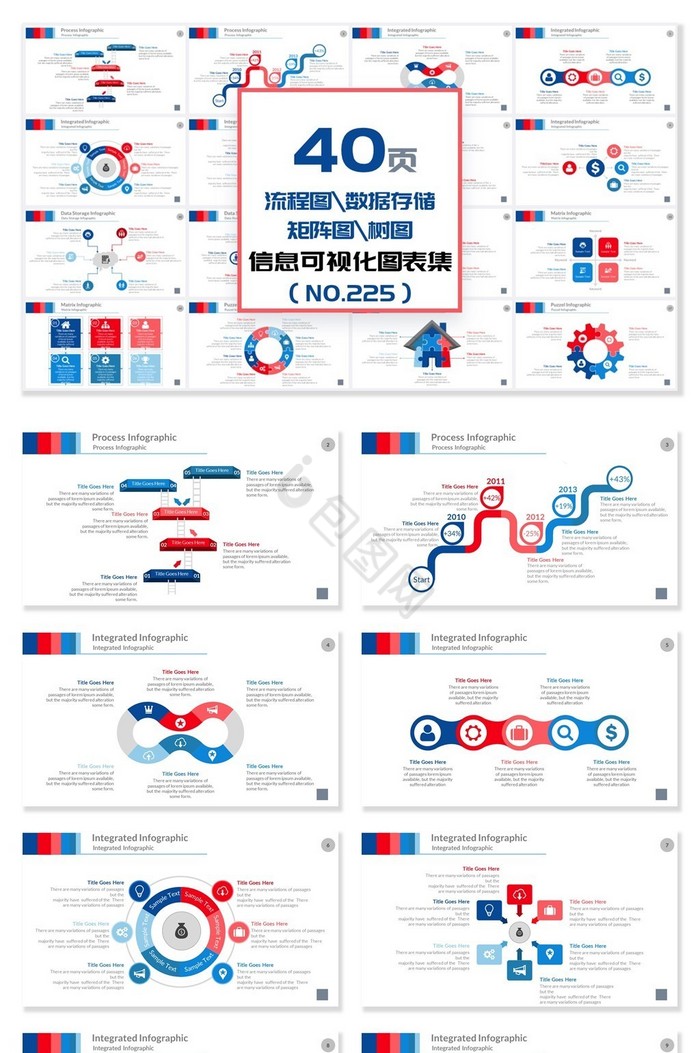 40页流程矩阵数据信息可视化PPT图表图片