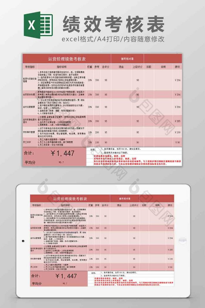 绩效管理表Excel模板