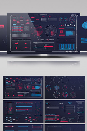 180种HUD科技元素包AE模板图片