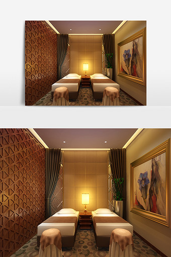 奢华软包酒店标准间设计效果图图片