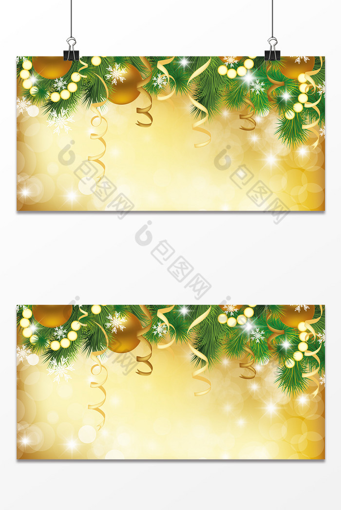 金色浪漫梦幻圣诞球体绿叶图片图片