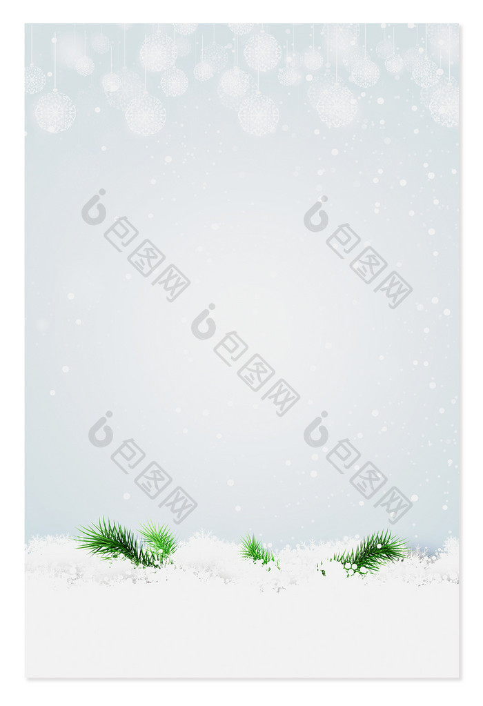 浪漫白色雪花球体圣诞节冬季背景