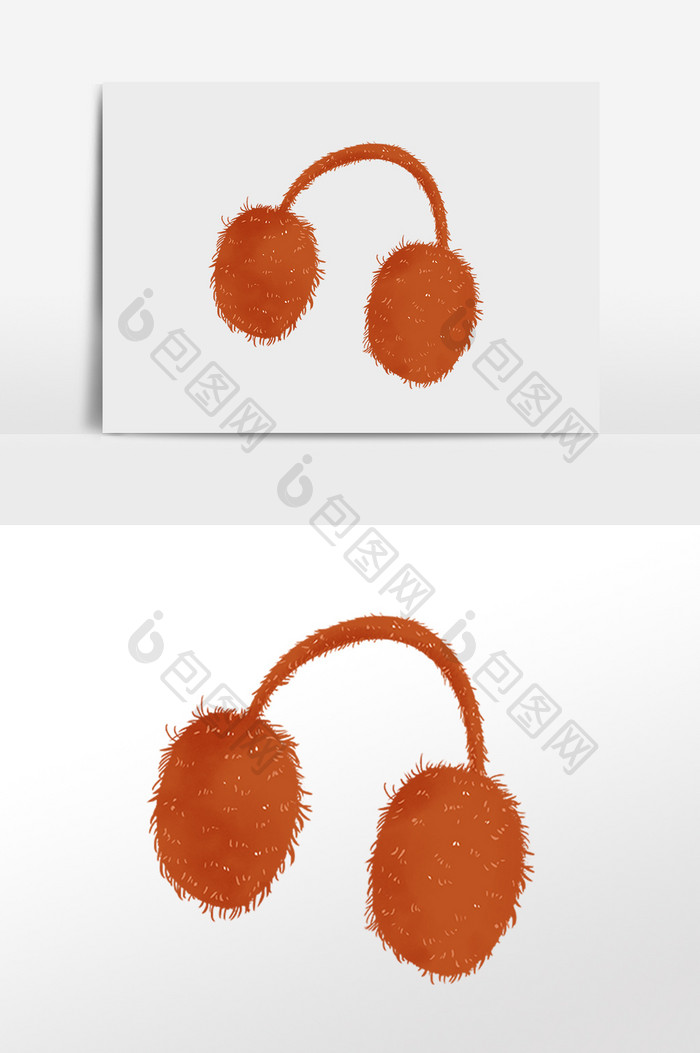 中国风小清新橘色护耳插画元素