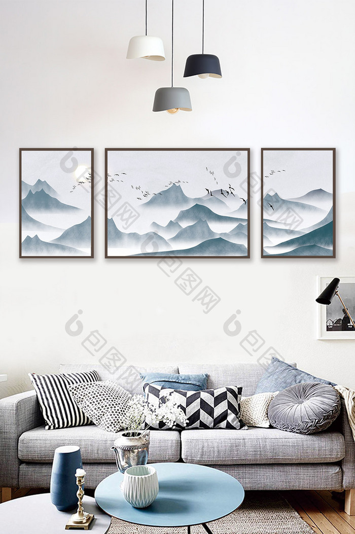 中国风水墨新中式意境山水装饰画