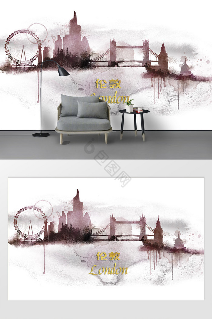 新现代创意世界热门城市伦敦背景墙图片