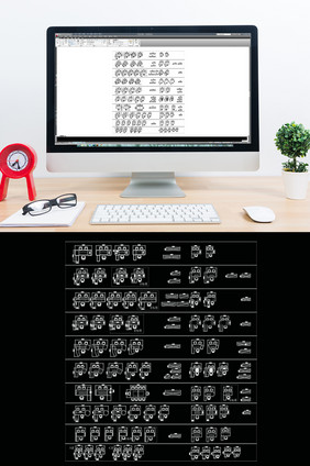 CAD员工办公桌模型