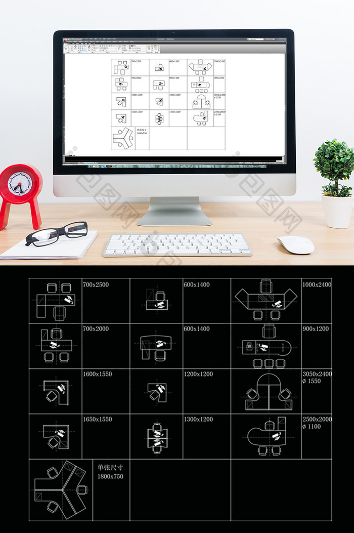 CAD经理办公桌模型图库