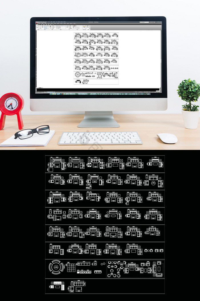 CAD沙发组合模型图库图片