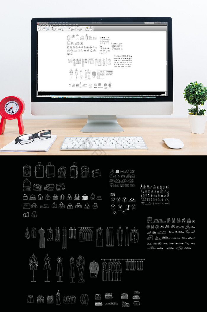 CAD家装常用衣物模型图库图片